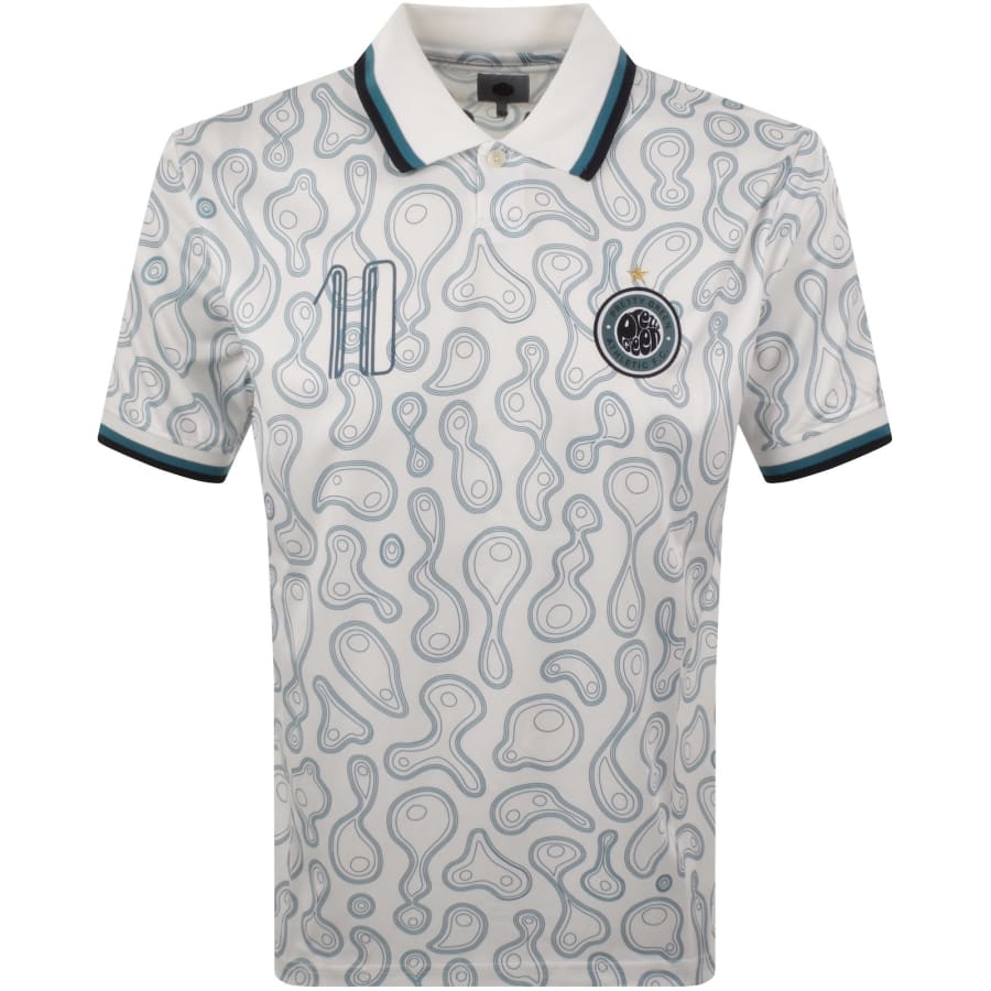 00s archive pretty green ユニオンジャック柄 ポロシャツ Pretty Green Outro Football Polo T Shirt White | Mainline Menswear us